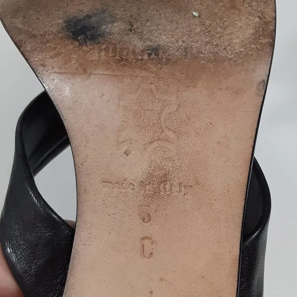 Amalfi Nordstrom Black Leather Kitten Heels Strappy Sandals Twist Sexy Sz 6